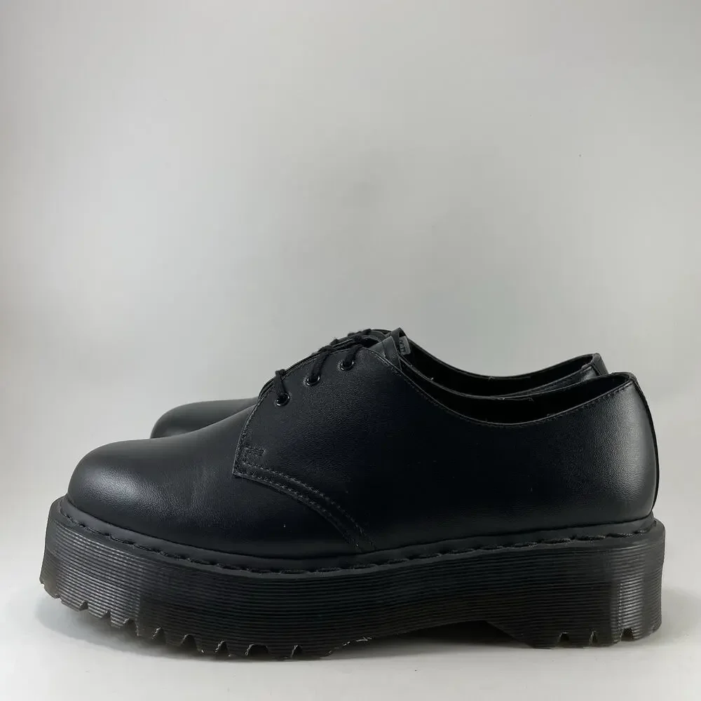 Dr Martens 1461 Quad Mens Size 11 Black Leather Platform Oxford Shoes 3-Eye